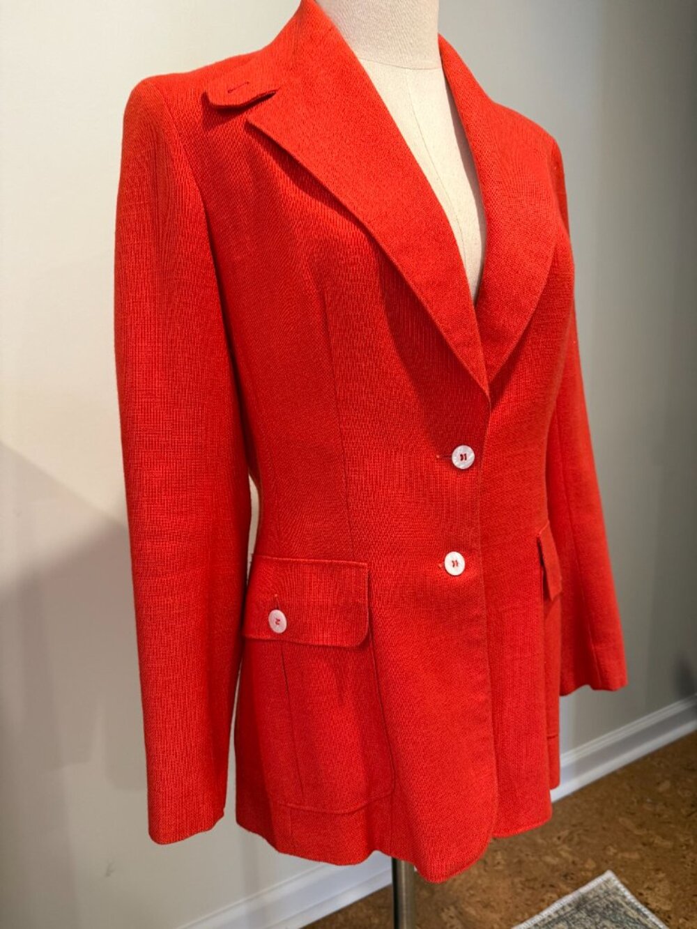 Vintage 1970's Evan Picone Saks Fifth Avenue Red Blazer Women's Medium-10